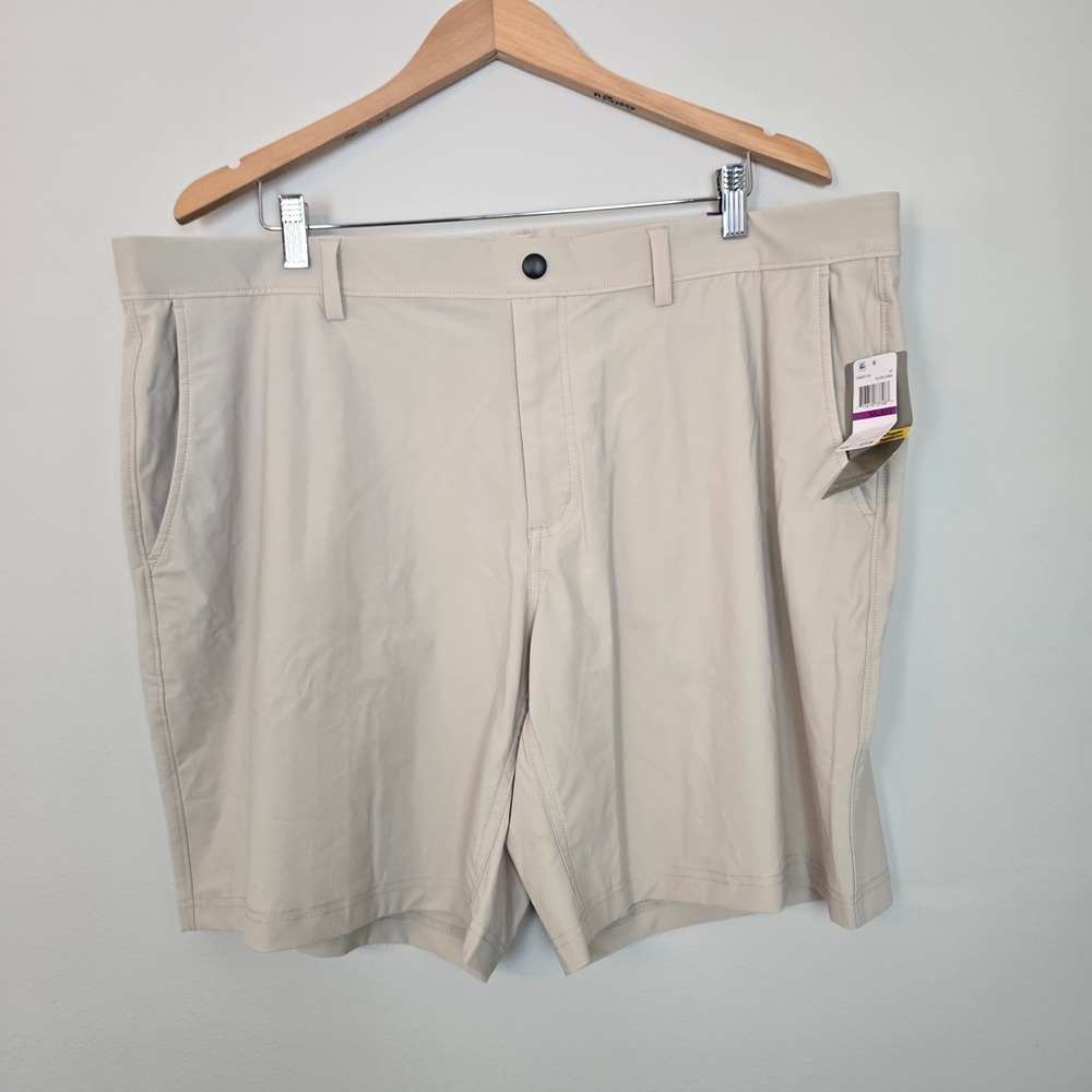 NWT PGA Tour Mens Pull On Golf Shorts‎ UPF 50 Stretch Beige XXL 8" Resort